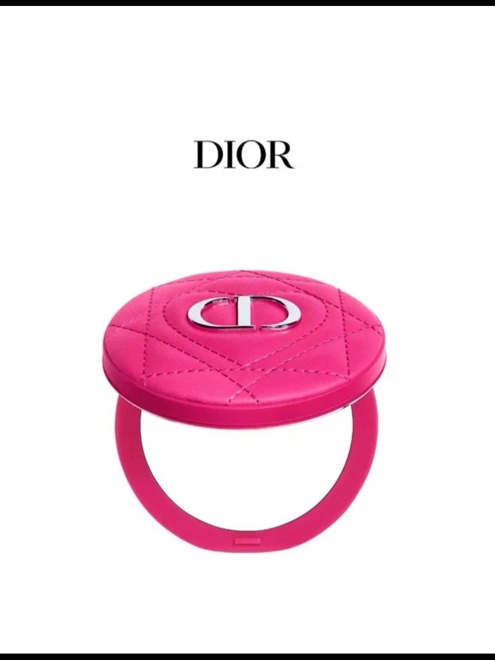 Dior Pink Quilted CD Pocket Mirror with Silver Logo